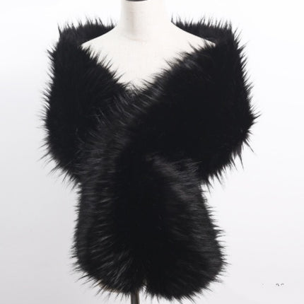 Lengthened Faux Fox Fur Bridal Evening Dress