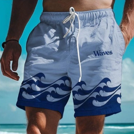 Men's 3D Digital Printing Beach Style Letter Design Shorts