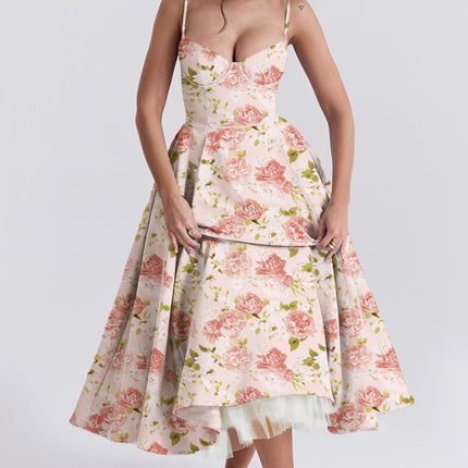 French Mesh Large Swing Double-layer Sling Dress