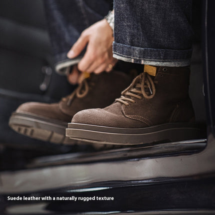 Men's Casual Retro Platform Middle High Top Suede Martin Boots