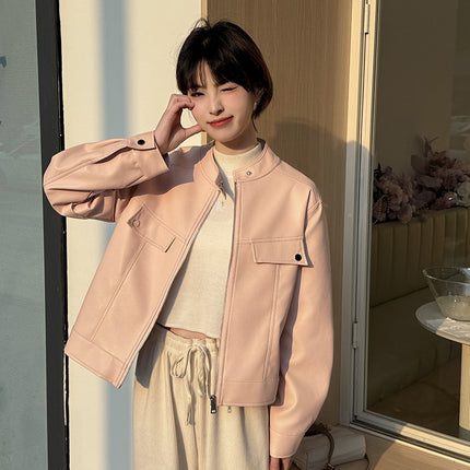 Spring And Autumn Clothing Slimming Leather Coat