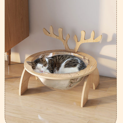 Antlers Cat Nest Four Seasons Universal Pet Supplies Chamfer Space Capsule Solid Wood Cat Bed