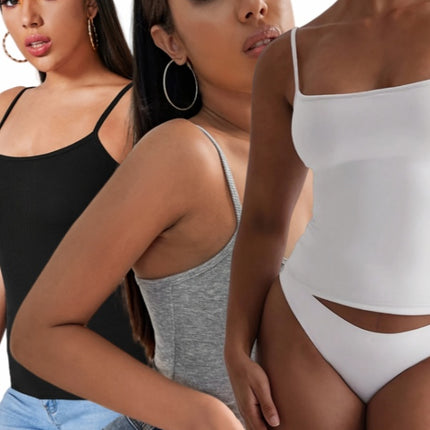 3PCS Solid Color Halter Top For Women