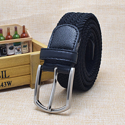 Men's Leather Canvas Woven Belt