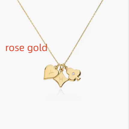 Willow Card Initials Necklace With Diamond Stainless Steel Charm