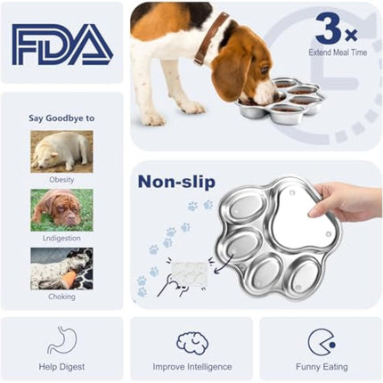 Dog Bowls Slow Feeder Stainless Steel Small Medium Breed Slow Feeding Dog Bowl For Fast Eater Dog Dishes To Slow Down Eating Non Slip Dog Food Bowl