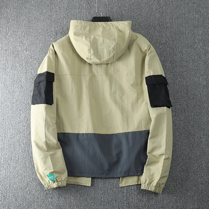 Men's Hip Hop Hooded Workwear Multi-pocket Jacket Charge Jacket