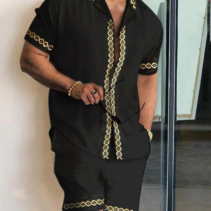 Men's Casual Beach Short-sleeved Shirt And Shorts Suit