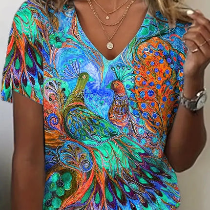 Women's New Summer Thin Hollow V-neck T-shirt