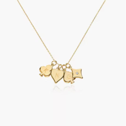 Willow Card Initials Necklace With Diamond Stainless Steel Charm