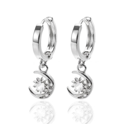 Moon, Star And Sun Combination Eardrops Micro Inlaid Zircon
