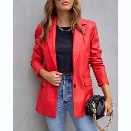Casual Fashion Three-color Leather Coat