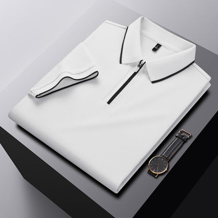 Solid Color Zipper High Quality POLO Men's Short Sleeve
