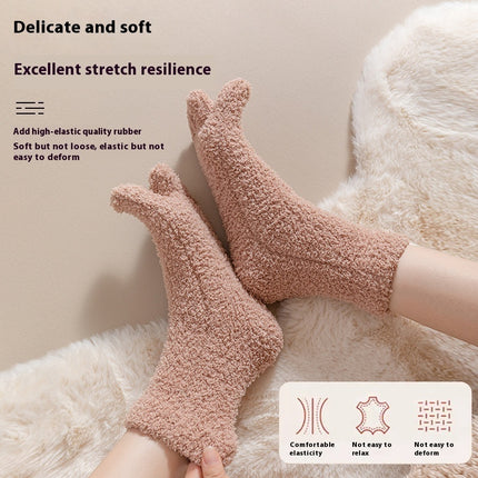 Women's Fleece-lined Thickened Home Sleeping Floor Toe Socks