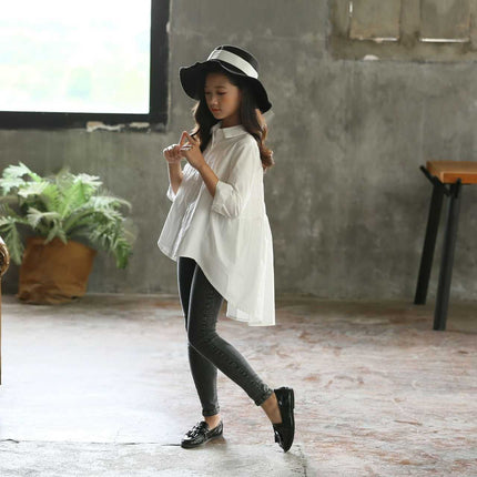 Girls' Big Kids Loose Fashionable Tops Korean Style Shirts Big Kids' Swallowtails