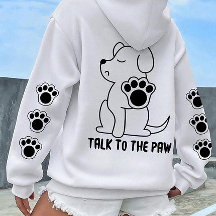 Funny Dog Cartoon Printed Hoodie Women's Warm
