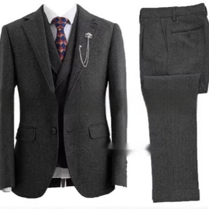 New Men's Suit Casual Three-piece Suit