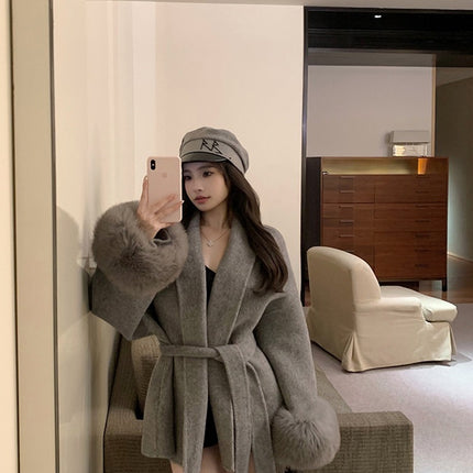 Fashion Plus Size French Elegant Woolen Overcoat