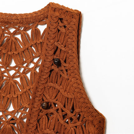 V-neck Beaded Knitted Vest