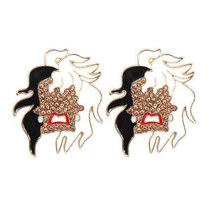 Creative Black And White Hair Funny Earrings Halloween