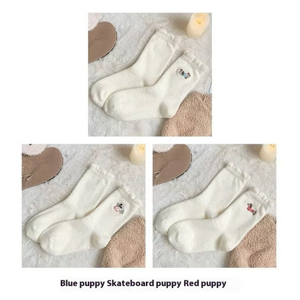 Cute Cartoon Fleece Lined Padded Warm Keeping Winter Socks