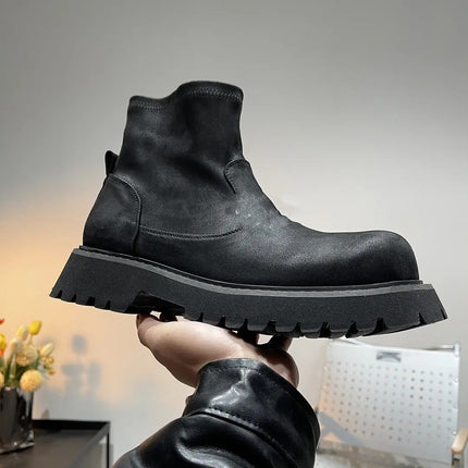 Genuine Leather Shoes Men's Retro Distressed Suede Chelsea Boots