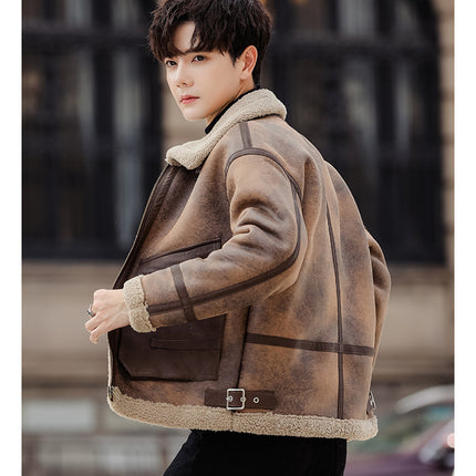Leather And Fur Casual Coat For Men