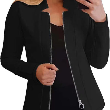 Solid Color Long-sleeve Zipper Suit Top