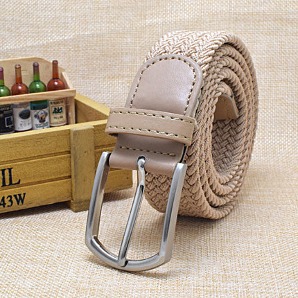 Men's Leather Canvas Woven Belt