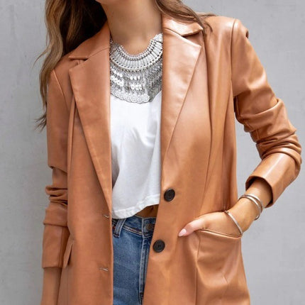 Casual Fashion Three-color Leather Coat