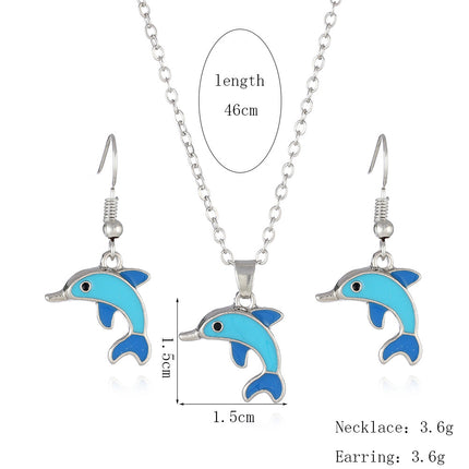 European And American Marine Life Necklace Earrings