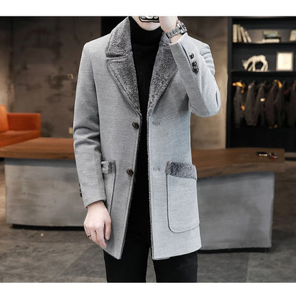 Fur And Leather Overcoat Male