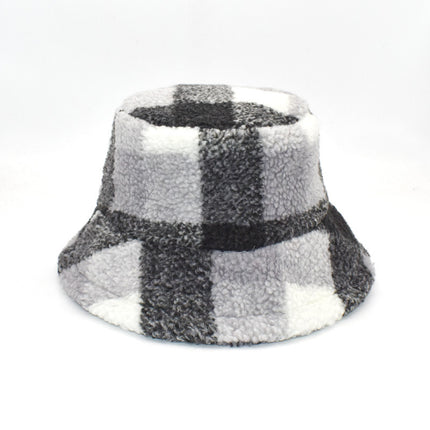 Plush Fisherman Women's Fashion Plaid Warm Basin Hat