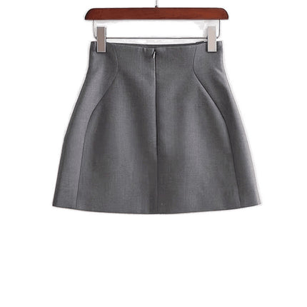 Graceful Gray High Waist Slim-fit Skirt Hip Skirt