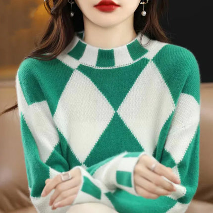 Mock Neck Sweater Bottoming Shirt New Color Matching