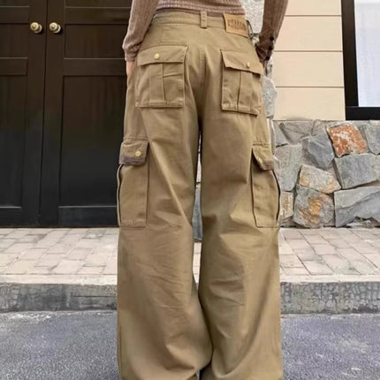 Retro Multi-pocket Workwear Jeans Women's Loose Wide-leg Casual Pants