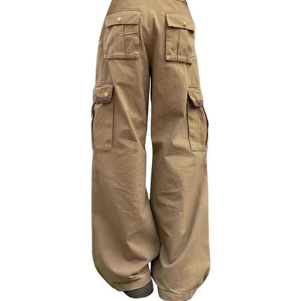 Retro Multi-pocket Workwear Jeans Women's Loose Wide-leg Casual Pants