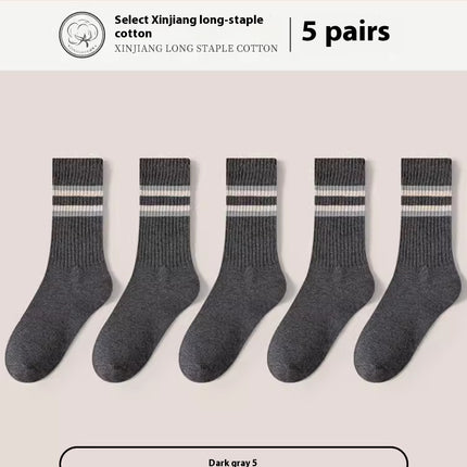 Men's Mid-calf Cotton Socks Boneless Pure Cotton Breathable Sports Plus Size