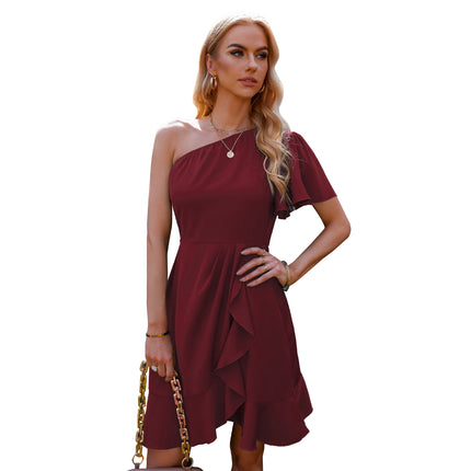 European And American Off-shoulder Ruffle Dress Women's Dress
