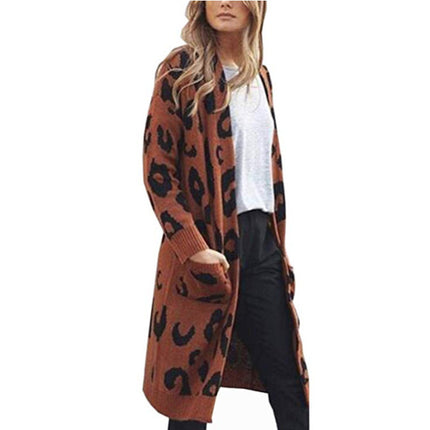 Color Leopard Print Polka Dot Loose Sweater Coat