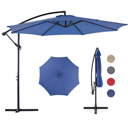 9.8FT Offset Patio Umbrella Hanging Cantilever Umbrella Outdoor Sun Shade With Easy Tilt Adjustment, 8 Ribs, UV Protection For Backyard, Lawn
