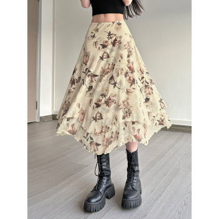 Sneaky Design Floral Flounce Irregular Long Dress