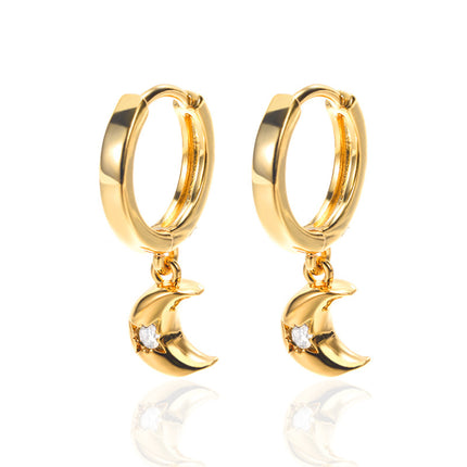 Moon, Star And Sun Combination Eardrops Micro Inlaid Zircon