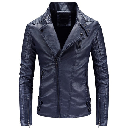 Trendy Leather Jacket Men's Fleece-lined PU Jacket