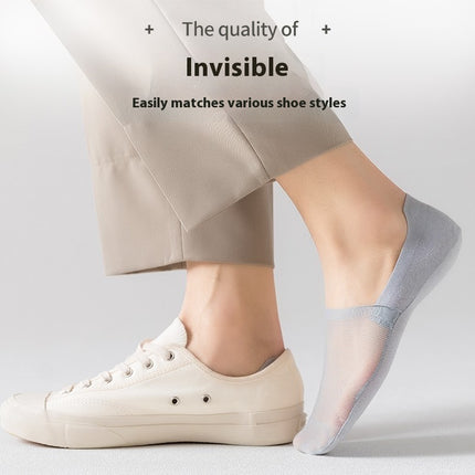 Men's Boat Socks Thin Ice Silk Seamless Mesh Breathable Silicone Non-slip