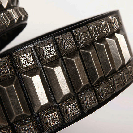 First Layer Cowhide Niche Pagoda Decorative Rivets Street Punk Belt