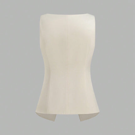 Women's Casual Minimalist Single-Breasted Cinched Waist Camisole, Summer