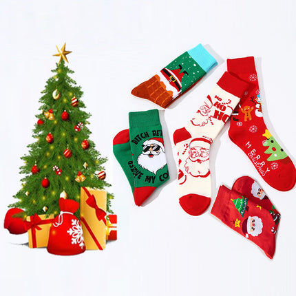 Santa Claus Snowman Elk Socks Festive