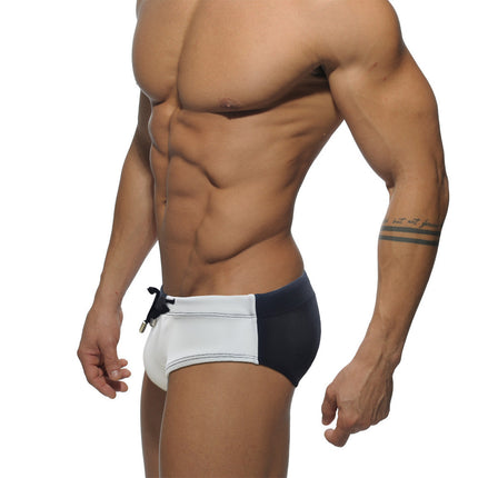 Men's Simplicity Color Matching Sports Style Sexy Swim Briefs Contrast Color Fashion Close-fitting Swimming Shorts