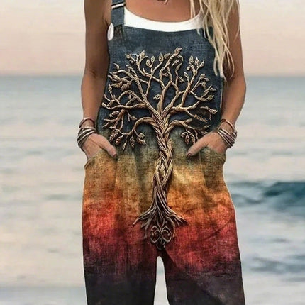 Strap Positioning Printed Jumpsuit Women's Clothing